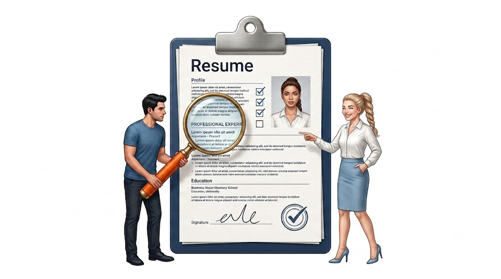 Recruiters reviewing a resume